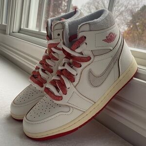 Jordan Women's Sneakers in Cream and Red